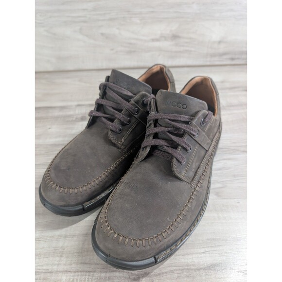 Ecco Fusion II Moc Cocoa Brown Leather Lace Up Mens Shoes Size10 - Picture 2 of 11